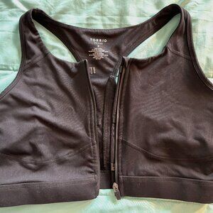 Torrid Black Zip Front Racerback Wicking Sports Bra
